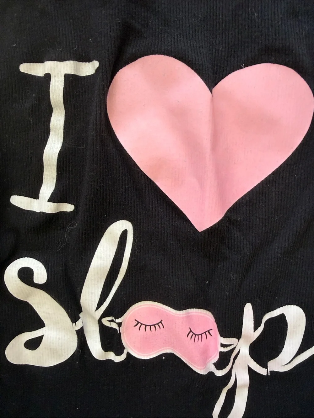 Just Love Black & Pink "I ♥ Sleep" Tank and White Pink Sleep Pants Pajama Set - Picture 3 of 4